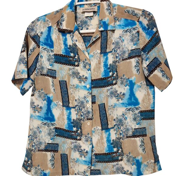 Donnkenny Blouse Size Medium Lightweight Front Buttons Short Sleeve - Picture 1 of 11